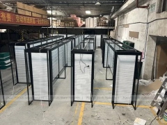 Black Metal Slatwall Shelving Aisle with Perimeter Frame for Wig Store