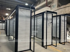Black Metal Slatwall Shelving Aisle with Perimeter Frame for Wig Store