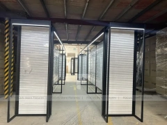 Black Metal Slatwall Shelving Aisle with Perimeter Frame for Wig Store