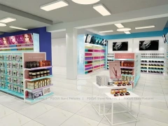Compact Cosmetics Gondola and Wall Shelving Store Layout for Wig Shop