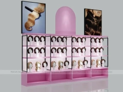 Dark Framed Illuminated Beauty Supply Wall Showcase Cabinet for Wig Shop