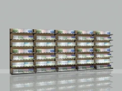 Extra Long Dark Beauty Supply Wall Shelving with LED for Wig Shop