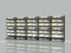Extra Long Dark Beauty Supply Wall Shelving with LED for Wig Shop