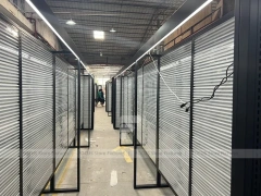Illuminated Black Framed Slatwall Corridor Display System for Wig Store