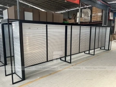 Illuminated Black Framed Slatwall Corridor Display System for Wig Store