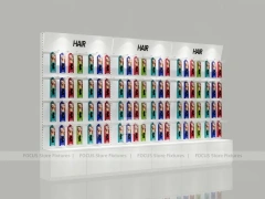 Illuminated White Hair Extension Wall Rack with Base Drawers for Beauty Store