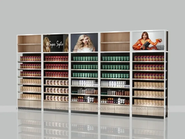 Multi Bay Beauty Supply Product and Wig Display Wall for Beauty Store