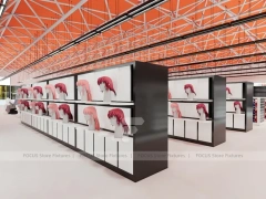 Open Beauty Supply Department Store Shelving Layout for Wig Shop