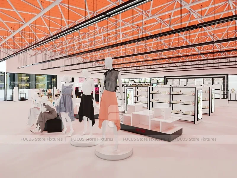 Open Beauty Supply Department Store Shelving Layout for Wig Shop