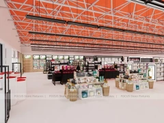 Orange Ceiling Beauty Supply Supermarket Fixture Layout for Wig Shop
