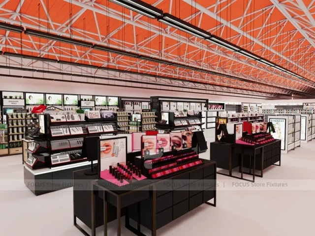 Orange Ceiling Beauty Supply Supermarket Fixture Layout for Wig Shop