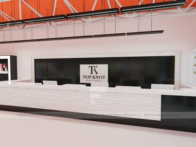 Orange Ceiling Beauty Supply Supermarket Fixture Layout for Wig Shop