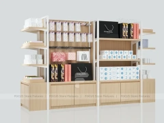 Pink Cosmetics Wall Shelving Display with Side Accessories for Wig Shop