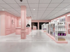 Pink Hair Extension Slatwall Boutique Store Layout for Beauty Store