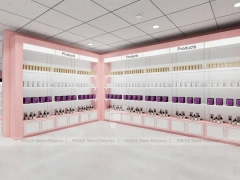 Pink Hair Extension Slatwall Boutique Store Layout for Beauty Store