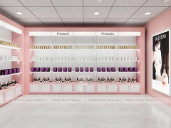 Pink Hair Extension Slatwall Boutique Store Layout for Beauty Store