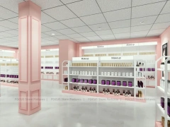 Pink Hair Extension Slatwall Boutique Store Layout for Beauty Store