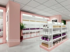 Pink Hair Extension Slatwall Boutique Store Layout for Beauty Store