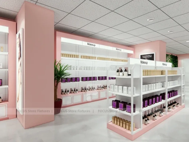 Pink Hair Extension Slatwall Boutique Store Layout for Beauty Store