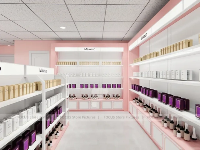 Pink Hair Extension Slatwall Boutique Store Layout for Beauty Store