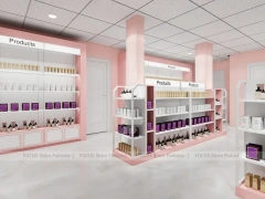 Pink Hair Extension Slatwall Boutique Store Layout for Beauty Store