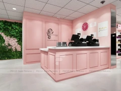 Pink Hair Extension Slatwall Boutique Store Layout for Beauty Store