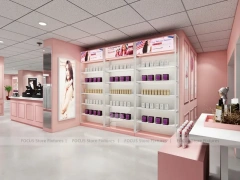 Pink Hair Extension Slatwall Boutique Store Layout for Beauty Store