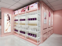 Pink Hair Extension Slatwall Boutique Store Layout for Beauty Store