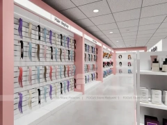 Pink Hair Extension Slatwall Boutique Store Layout for Beauty Store