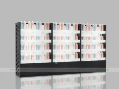 White Beauty Care Backwall Display with Glazed Top Showcase for Wig Shop