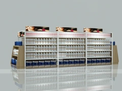 White Beauty Supply Double Bay Wall Shelving with Top Lightbox for Wig Shop