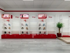 White Wall Mounted Beauty Supply Shelving with Cash Wrap for Wig Shop
