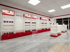 White Wall Mounted Beauty Supply Shelving with Cash Wrap for Wig Shop