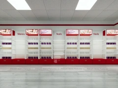 White Wall Mounted Beauty Supply Shelving with Cash Wrap for Wig Shop