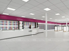 White Wig Display Wall Shelving with Black Frame Supports for Beauty Store