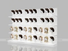 White Wig Display Wall Shelving with Mannequin Ledges for Beauty Store