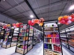 Black Framed Accessory and Beauty Supply Aisle Layout for Wig Shop