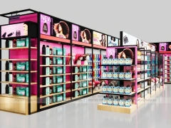 Black Framed Beauty Supply Corner Wall and Endcap System for Wig Shop