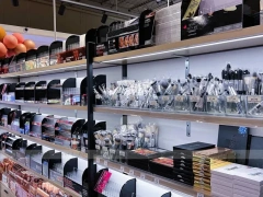 Black Framed Beauty Supply Slatwall Merchandising Wall for Wig Shop