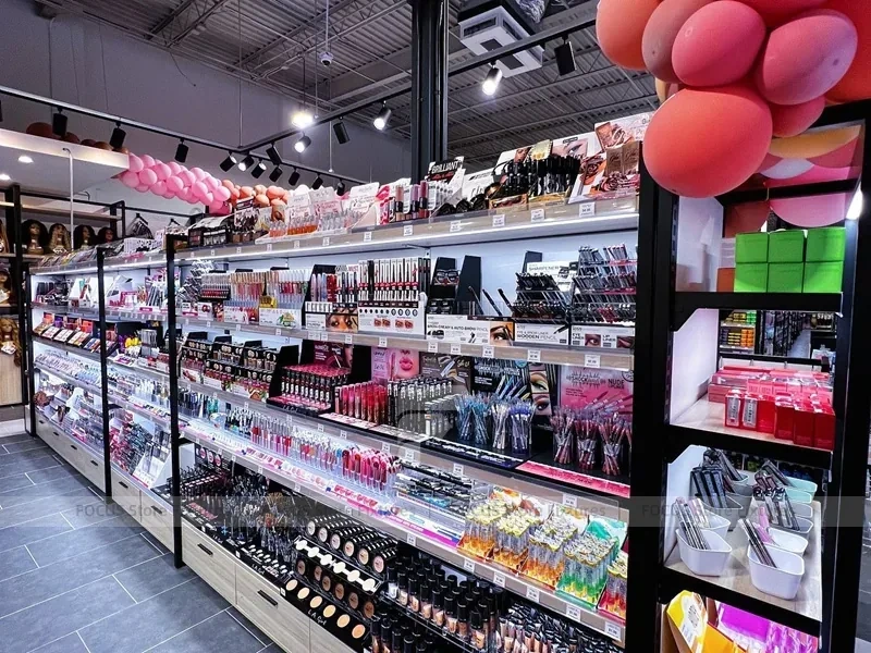 Black Framed Beauty Supply Slatwall Merchandising Wall for Wig Shop