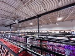 Black Framed Beauty Supply Store with Central Service Island for Wig Shop