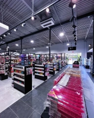 White and Lavender Glass Checkout Counter Island for Beauty Store