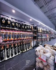 White and Blue Endcap Shelving Unit for Beauty Store and Wig Shop