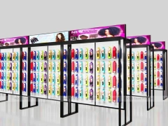 Black Framed Double Row Hair Extension Display Corridor for Beauty Store