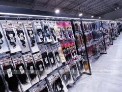 Black Framed Packaged Hair Extension Wall Run for Beauty Store