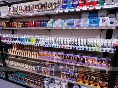 Black Framed Packaged Hair Extension Wall Run for Beauty Store