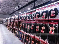 Black Framed Packaged Hair Extension Wall Run for Beauty Store