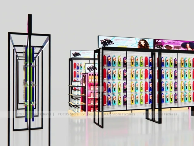 Black Framed Side by Side Hair Extension Display Panels for Beauty Store