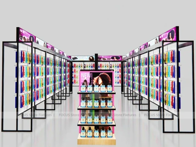 Black Framed Side by Side Hair Extension Display Panels for Beauty Store