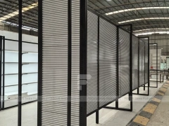Black Framed White Long Wall Shelving with Planter Base for Wig Store